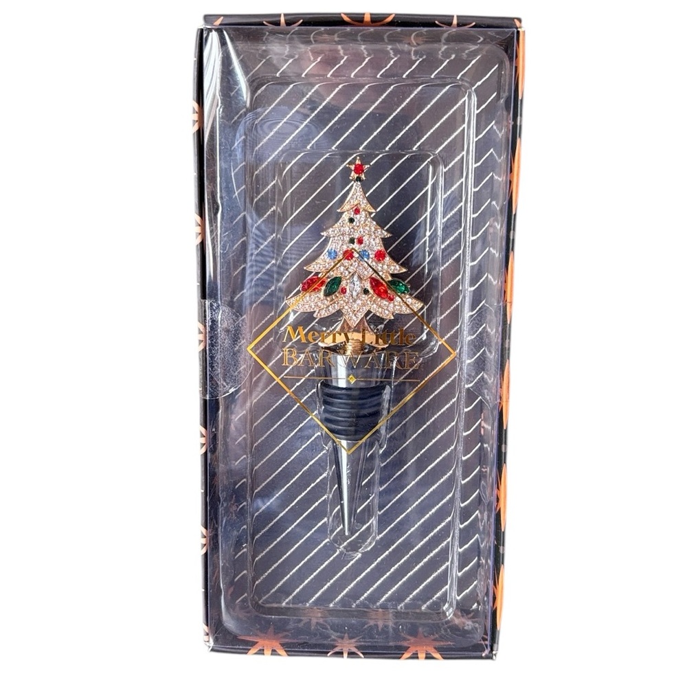 Christmas Tree Wine Bottle Stopper Multicolored Rhinestone  NWT